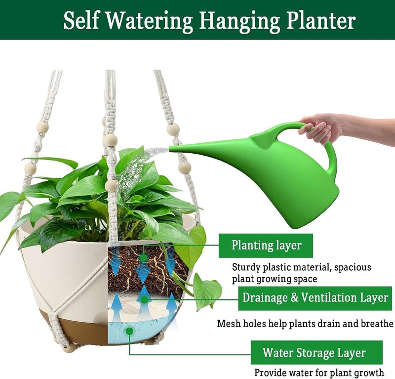 Koalaime 3 Pack Hanging Planters Set, 8 Inch Indoor Outdoor Hanging Plant Pot Basket,Hanging Flower Pot with Drainage Hole with 3 Hooks for Garden Home(8 inch Combination) - Image 4